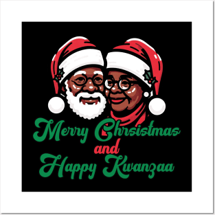 Black Santa Mrs Claus Couple Christmas Kwanzaa Posters and Art